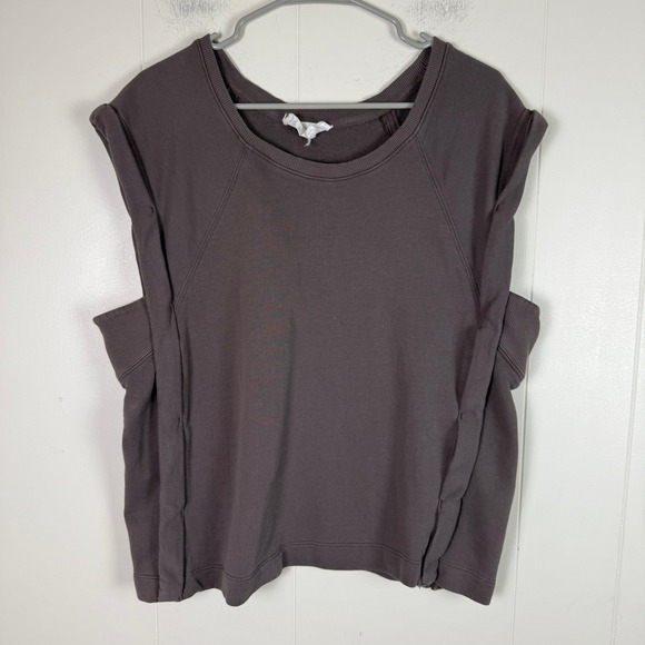 Anthropologie Tops - Anthropologie Women's XL Brown Cap Sleeve Sweatshirt Pullover Top Casual